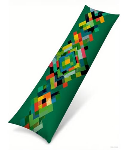 Seitenschläferkissen 120 x 40 cm 1er Set Geometrie Weich Samt Body Pillow Kissenbezüge, mit Reißverschluss Grün Muster langes Kissen Seitenschläfer, Beidseitiger Druck Side Sleeper Pillow B1-308 von Binaoung