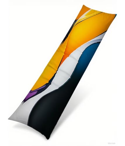 Seitenschläferkissen 120 x 40 cm 1er Set Orange Weich Samt Body Pillow Kissenbezüge, mit Reißverschluss Abstrakt Muster langes Kissen Seitenschläfer, Beidseitiger Druck Side Sleeper Pillow B1-2 von Binaoung