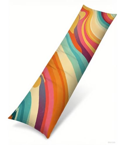 Seitenschläferkissen 140 x 40 cm 1er Set Bunt Weich Samt Body Pillow Kissenbezüge, mit Reißverschluss Streifen Muster langes Kissen Seitenschläfer, Beidseitiger Druck Side Sleeper Pillow B1-260 von Binaoung