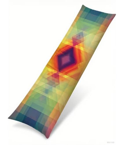 Seitenschläferkissen 140 x 40 cm 1er Set Gelb Weich Samt Body Pillow Kissenbezüge, mit Reißverschluss Geometrie Muster langes Kissen Seitenschläfer, Beidseitiger Druck Side Sleeper Pillow B1-146 von Binaoung