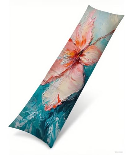 Seitenschläferkissen 140 x 40 cm 1er Set Rosa Samt Body Pillow Kissenbezüge, mit Unsichtbarem Reißverschluss Anlage Muster langes Kissen Seitenschläfer, Beidseitiger Druck Side Sleeper Pillow B1-186 von Binaoung