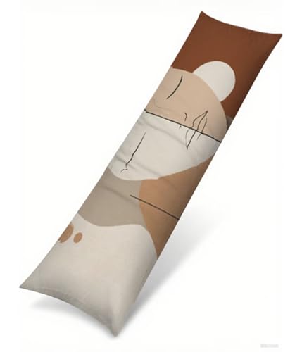 Seitenschläferkissen 145 x 40 cm 1er Set Braun Weich Samt Body Pillow Kissenbezüge, mit Reißverschluss Abstrakt Muster langes Kissen Seitenschläfer, Beidseitiger Druck Side Sleeper Pillow B1-154 von Binaoung