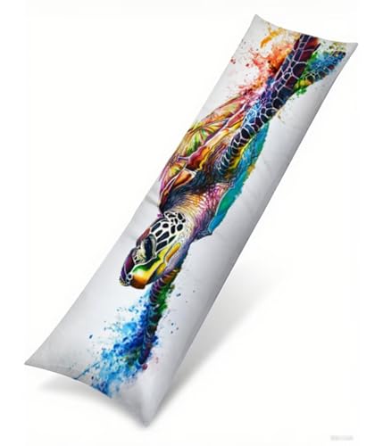 Seitenschläferkissen 145 x 40 cm 1er Set Bunt Weich Samt Body Pillow Kissenbezüge, mit Reißverschluss Schildkröte Muster langes Kissen Seitenschläfer, Beidseitiger Druck Side Sleeper Pillow B1-138 von Binaoung