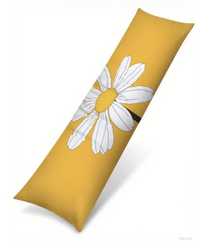 Seitenschläferkissen 145 x 40 cm 1er Set Gelb Samt Body Pillow Kissenbezüge, mit Unsichtbarem Reißverschluss Blumen Muster langes Kissen Seitenschläfer, Beidseitiger Druck Side Sleeper Pillow B1-274 von Binaoung