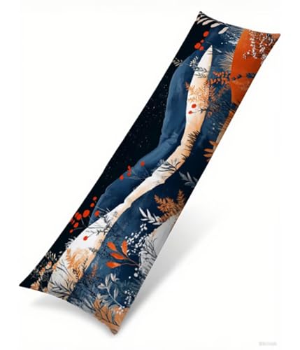 Seitenschläferkissen 150 x 50 cm 1er Set Dunkel Weich Samt Body Pillow Kissenbezüge, mit Reißverschluss Landschaft Muster langes Kissen Seitenschläfer, Beidseitiger Druck Side Sleeper Pillow B1-218 von Binaoung