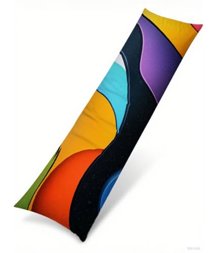 Seitenschläferkissen 150 x 50 cm 1er Set Orange Samt Body Pillow Kissenbezüge, mit Unsichtbarem Reißverschluss Lila Muster langes Kissen Seitenschläfer, Beidseitiger Druck Side Sleeper Pillow B1-122 von Binaoung