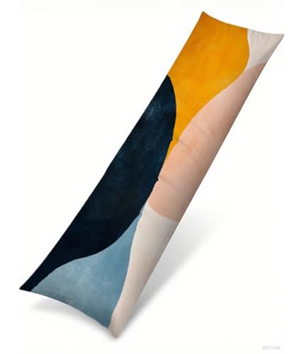 Seitenschläferkissen 180 x 50 cm 1er Set Marineblau Weich Samt Body Pillow Kissenbezüge, mit Reißverschluss Modern Muster langes Kissen Seitenschläfer, Beidseitiger Druck Side Sleeper Pillow B1-298 von Binaoung