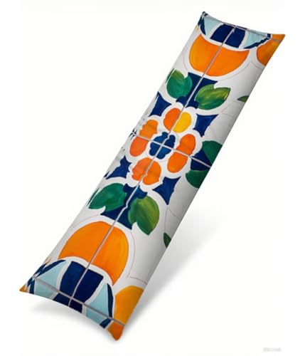 Seitenschläferkissen 180 x 50 cm 1er Set Orange Weich Samt Body Pillow Kissenbezüge, mit Reißverschluss Marokko Muster langes Kissen Seitenschläfer, Beidseitiger Druck Side Sleeper Pillow B1-116 von Binaoung