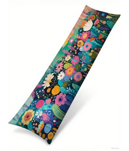 Seitenschläferkissen Bezug 30 x 105 cm Anlage Kissenbezug Blume Muster Side Sleeper Pillow Case, Doppelseitig Drucken Samt Body Pillow Langes Kissen Seitenschläfer Schwangerschafts Kissen B1-243 von Binaoung