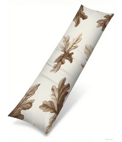 Seitenschläferkissen Bezug 30 x 105 cm Braun Kissenbezug Blätter Muster Side Sleeper Pillow Case, Doppelseitig Drucken Samt Body Pillow Langes Kissen Seitenschläfer Schwangerschafts kissen B1-193 von Binaoung