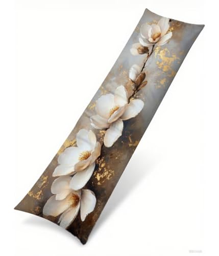 Seitenschläferkissen Bezug 40 x 120 cm Grau Kissenbezug Orchidee Muster Side Sleeper Pillow Case, Doppelseitig Drucken Samt Body Pillow Langes Kissen Seitenschläfer Schwangerschafts Kissen B1-67 von Binaoung