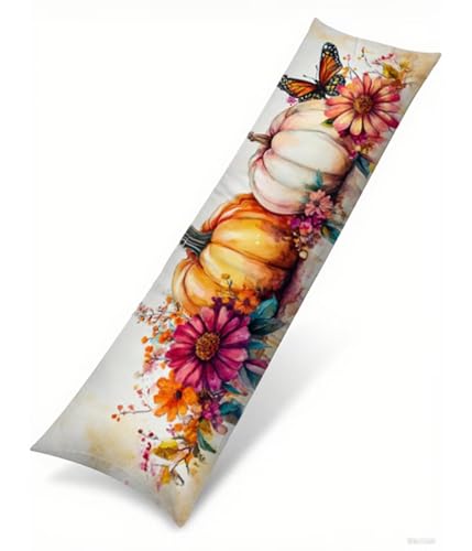 Seitenschläferkissen Bezug 40 x 120 cm Kürbis Kissenbezug Herbst Muster Side Sleeper Pillow Case, Doppelseitig Drucken Samt Body Pillow Langes Kissen Seitenschläfer Schwangerschafts kissen B1-73 von Binaoung
