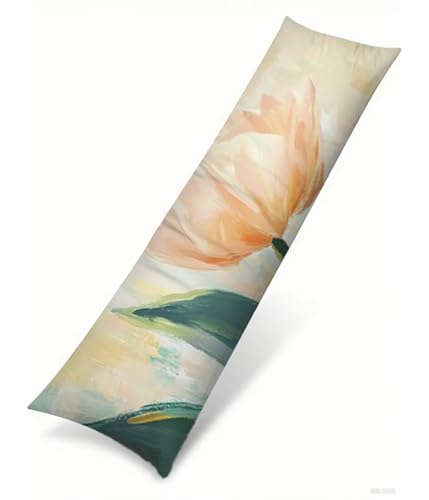 Seitenschläferkissen Bezug 40 x 140 cm Rosa Kissenbezug Tulpe Muster Side Sleeper Pillow Case, Doppelseitig Drucken Weiche Samt Body Pillow Langes Kissen Seitenschläfer Schwangerschafts Kissen B1-173 von Binaoung