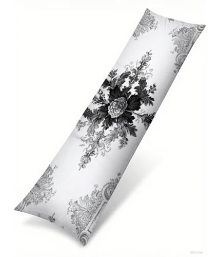 Seitenschläferkissen Bezug 40 x 140 cm Schwarz Kissenbezug Weiß Muster Side Sleeper Pillow Case, Doppelseitig Drucken Weiche Samt Body Pillow Langes Kissen Seitenschläfer Schwangerschafts kissen B1-91 von Binaoung
