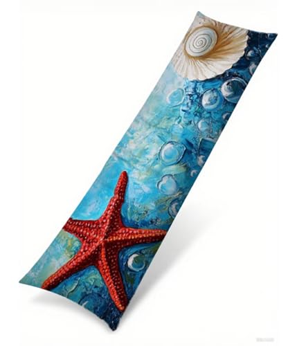 Seitenschläferkissen Bezug 40 x 145 cm Blau Kissenbezug Seestern Muster Side Sleeper Pillow Case, Doppelseitig Drucken Samt Body Pillow Langes Kissen Seitenschläfer Schwangerschafts Kissen B1-291 von Binaoung