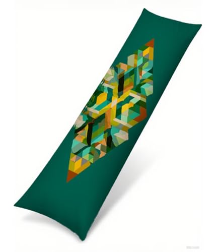 Seitenschläferkissen Bezug 40 x 145 cm Grün Kissenbezug Modern Muster Side Sleeper Pillow Case, Doppelseitig Drucken Weiche Samt Body Pillow Langes Kissen Seitenschläfer Schwangerschafts kissen B1-309 von Binaoung