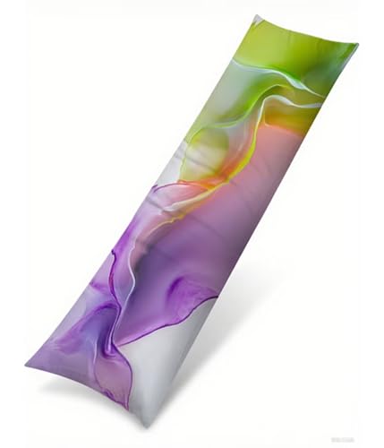 Seitenschläferkissen Bezug 40 x 145 cm Lila Kissenbezug Grün Muster Side Sleeper Pillow Case, Doppelseitig Drucken Weiche Samt Body Pillow Langes Kissen Seitenschläfer Schwangerschafts Kissen B1-197 von Binaoung