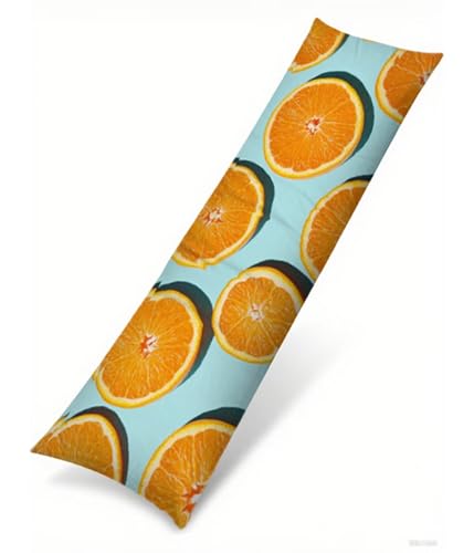 Seitenschläferkissen Bezug 40 x 145 cm Orange Kissenbezug Obst Muster Side Sleeper Pillow Case, Doppelseitig Drucken Weiche Samt Body Pillow Langes Kissen Seitenschläfer Schwangerschafts kissen B1-117 von Binaoung