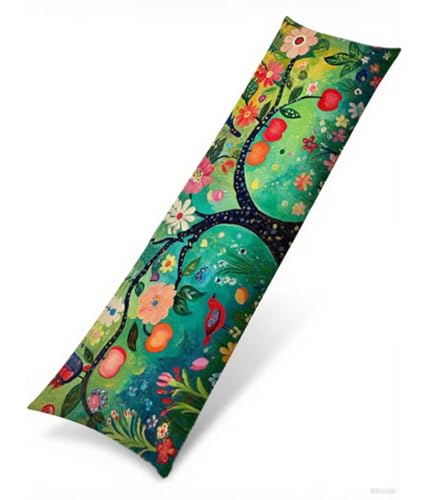 Seitenschläferkissen Bezug 50 x 135 cm Grün Kissenbezug Baum Muster Side Sleeper Pillow Case, Doppelseitig Drucken Weiche Samt Body Pillow Langes Kissen Seitenschläfer Schwangerschafts kissen B1-249 von Binaoung