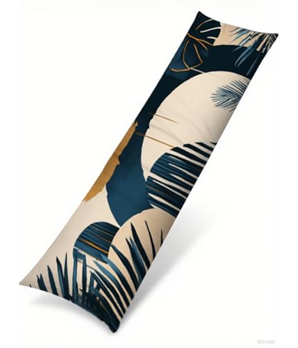 Seitenschläferkissen Bezug 50 x 135 cm Marineblau Kissenbezug Abstrakt Muster Side Sleeper Pillow Case, Doppelseitig Drucken Weiche Samt Body Pillow Langes Kissen Schwangerschafts Kissen B1-285 von Binaoung