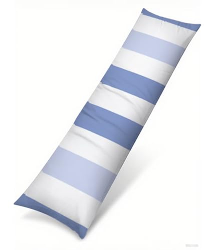 Seitenschläferkissen Bezug 50 x 150 cm Blau Kissenbezug Streifen Muster Side Sleeper Pillow Case, Doppelseitig Drucken Samt Body Pillow Langes Kissen Seitenschläfer Schwangerschafts Kissen B1-237 von Binaoung