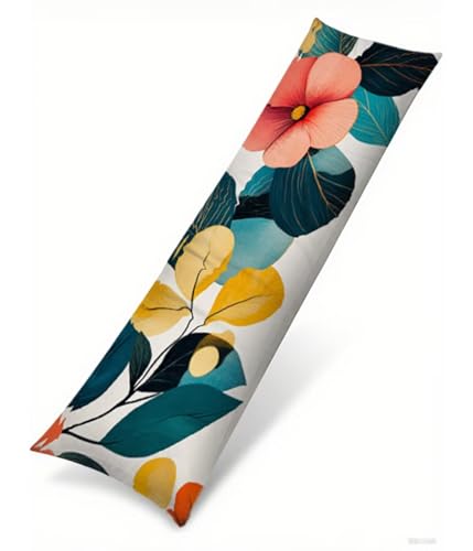 Seitenschläferkissen Bezug 50 x 150 cm Einfach Kissenbezug Blume Muster Side Sleeper Pillow Case, Doppelseitig Drucken Samt Body Pillow Langes Kissen Seitenschläfer Schwangerschafts Kissen B1-115 von Binaoung
