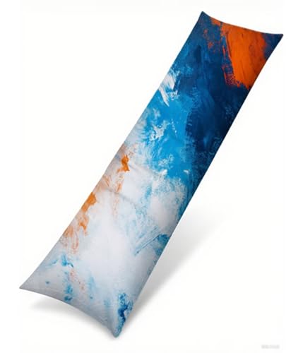 Seitenschläferkissen Bezug 50 x 180 cm Blau Kissenbezug Einfach Muster Side Sleeper Pillow Case, Doppelseitig Drucken Samt Body Pillow Langes Kissen Seitenschläfer Schwangerschafts Kissen B1-283 von Binaoung