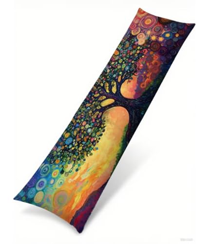 Seitenschläferkissen Bezug 50 x 180 cm Bunt Kissenbezug Baum Muster Side Sleeper Pillow Case, Doppelseitig Drucken Weiche Samt Body Pillow Langes Kissen Seitenschläfer Schwangerschafts Kissen B1-235 von Binaoung