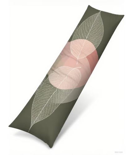 Seitenschläferkissen Bezug 50 x 180 cm Grau Kissenbezug Blätter Muster Side Sleeper Pillow Case, Doppelseitig Drucken Weiche Samt Body Pillow Langes Kissen Seitenschläfer Schwangerschafts kissen B1-75 von Binaoung