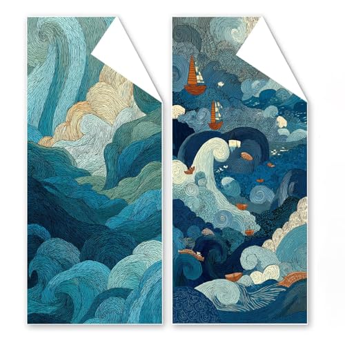 Strandtuch Mikrofaser Handtuch 90x180 cm, 2er Set Meereswellen Strandtuch, Schnell Trocknendes Microfaser Handtücher, Leichtes, Sandfreies Stranddecke für Reise Schwimmen Camping, mit Tasche G1-27 von Binaoung
