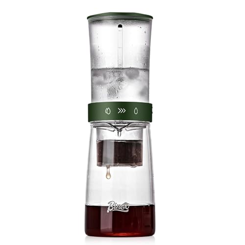 Bincoo Drip Cold Brew Kaffeemaschine, 450 ml Borosilikatglas, Eis-Tropfkaffee-Brauer, einstellbare Tropfgeschwindigkeit mit zwei Ausgängen, konstanter Druck von Bincoo