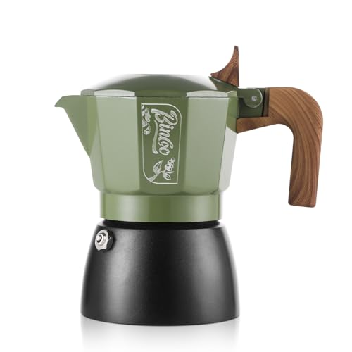 Bincoo Espressokocher für den Herd, 2 Tassen, Mokkakanne für Gas- oder Elektroherd, italienische Kaffeemaschine für Cappuccino oder Latte, Cafetera Cubana, 120 ml (grün-schwarz) von Bincoo