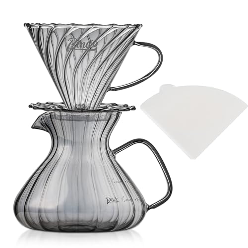 Bincoo Kaffeebereiter-Set, 650 ml Borosilikatglas-Karaffe mit Kaffee-Tropfer und 50 Papierfilter, Glas-Kaffeemaschine für Zuhause, Café, Restaurant von Bincoo