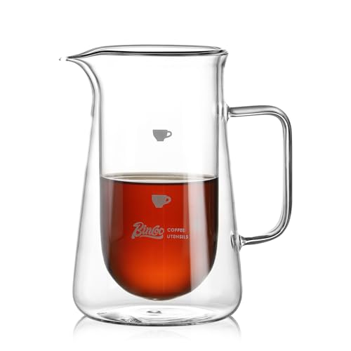 Doppelwandige Glaskaffe – Kaffeekaraffe zum Übergießen, Kaffeekanne, Borosilikatglas für Kaffee, Tee, Whiskey, Cocktails und alle Getränke von Bincoo
