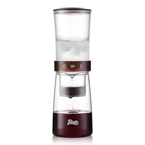 Ice Drip Kaffeemaschine, 450 ml, Kaltgebrüh-Kaffeemaschine mit feinem Netzfilter, langsamem Tropfen und einstellbarem Wasserfluss (durchscheinender Bernstein) von Bincoo