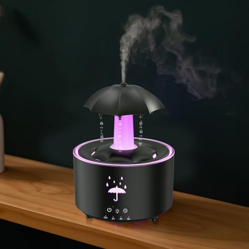 Aroma Diffuser für Schlafzimmer, Rotierender Regenwolken Luftbefeuchter, 350mL Rotierender DuftöL Diffuser,Air Diffuser Humidifier mit 7 Farben LED-Licht & Timing-Funktion Defuser von Bindokun
