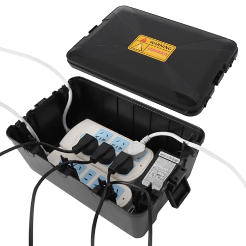 Bindokun Groß Wasserdichte Kabelbox, Außenbereich Kabelbox Wasserdicht (Außenmaße: 31 x 20 x 13 cm), IP54 Wasserdichte Box Outdoor zum Schutz für Mehrfachsteckdose, Verlängerungskabel, Außensteckern von Bindokun