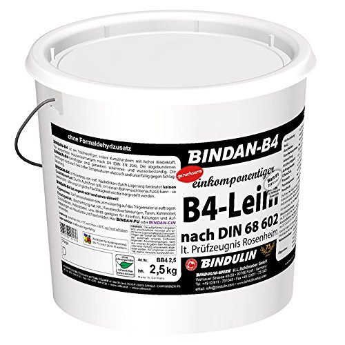 Bindan-B4 (1-Komponenten-B4-Leim) inkl.1 Leimspachtel und Pinsel (2,5 Kilogramm) von Bindulin