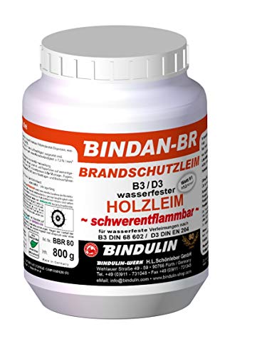 Bindan-BR Brandschutzleim schwerentflammbar inklusive 1 Leimspachtel, Pinsel u. Microfasertuch (800 Gramm) von Bindulin