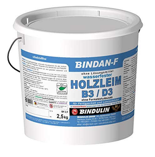 Bindan-F Holzleim D3 2,5 kg Eimer inkl. Leimspachtel und Pinsel von E-Com24 von Bindulin