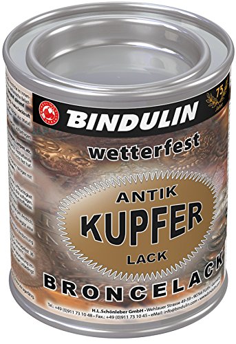 Bindulin Kupferlack wetterfest antik Metallfarbe (125 ml) von Bindulin