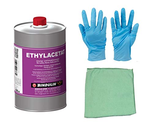 Ethylacetat flüchtiges Reinigungsmittel 1 Liter rein inkl. 1x elastisches Microfasertuch von E-Com24 von Bindulin