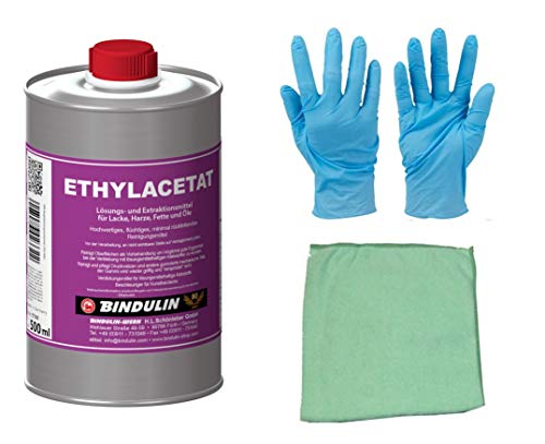 Ethylacetat flüchtiges Reinigungsmittel 500 ml rein inkl. 1 elastisches Microfasertuch von E-Com24 von Bindulin