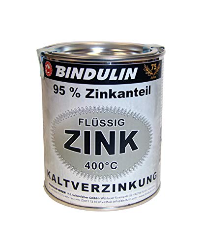 Flüssig Zink 750 ml Dose von Bindulin für Kaltverzinkung für alle Metalle zum Kaltverzinken auf elektrochemischer (galvanischer) Basis: grundieren, verzinken gebrauchsfertig, schnelltrocknend von Bindulin