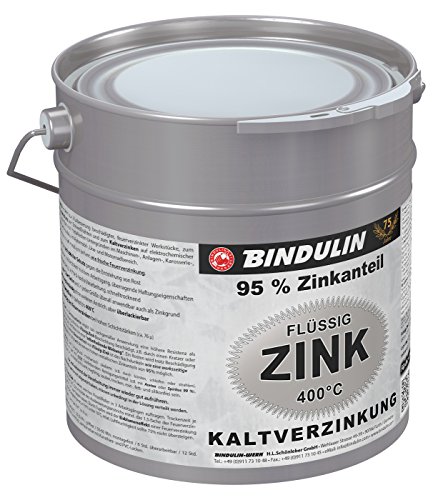 Flüssig-Zink Dose Farbe: silber inkl. 4er Set Pinsel und Drahtbürste (2,5 Kilogramm) von Bindulin