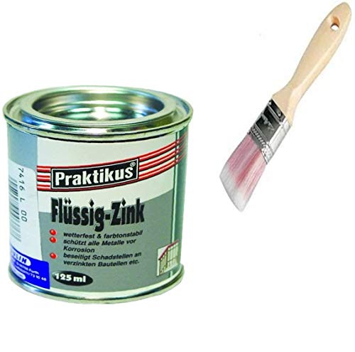 Flüssig-Zink Dose Wetterfest und Farbtonstabil Farbe: silber inkl. 1x Pinsel mit synthetisch Borsten zum Auftragen (flüssig Zink 125 ml) von Bindulin