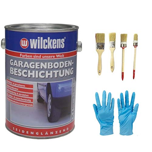 Garagenboden- Beschichtung inkl. 1x 4er Pinselset von E-Com24 (Silbergrau 2.5 Liter) von Bindulin