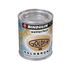 Goldlack Hochglänzende Bronce Goldfarbe Wetterfest, deckend für aussen & innen inkl. Pinsel von E-Com24 zum Auftragen (125 ml) von Bindulin