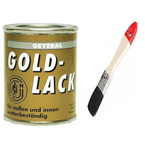 Goldlack wetterfest inkl. Pinsel von E-Com24 zum Auftragen (Goldlack 125 ml) von Bindulin