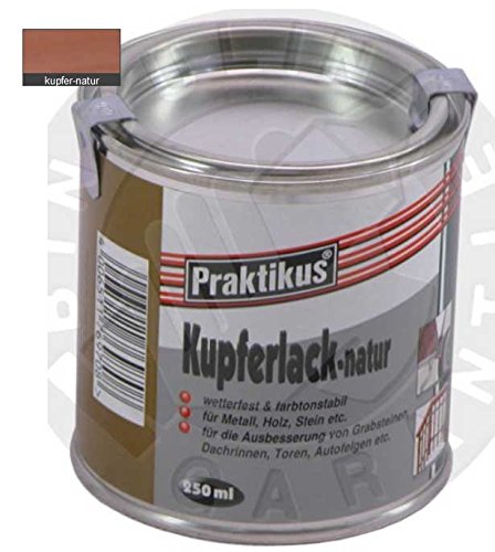 Kupferlack wetterfest 125 ml Dose Farbe: kupfer-natur inkl.1 Pinsel zum Auftragen (wetterfest & farbtonstabil) von Bindulin